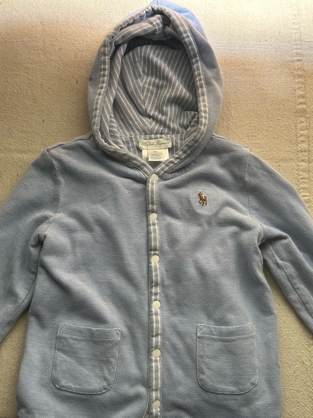 Ralph Lauren Light Blue Hooded Snap-Front Sweatshirt